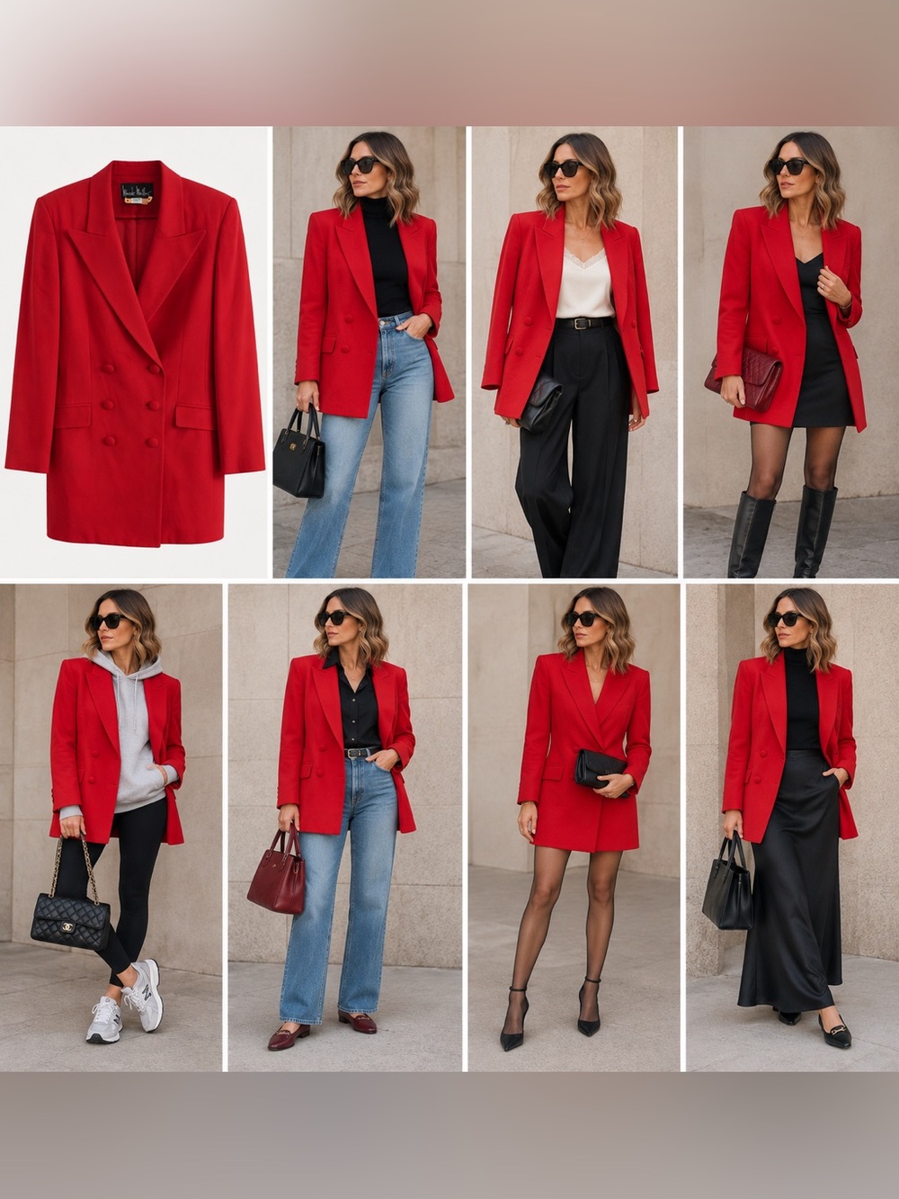 Vintage Nicole Miller Red Rayon Double Breasted Longline Blazer Size 10